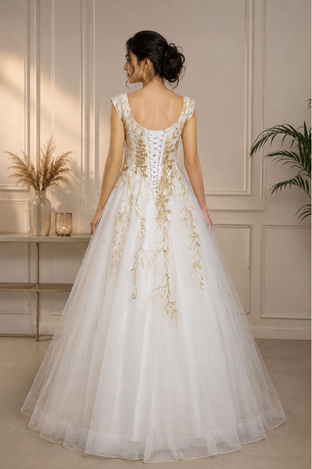 White Floral Bridal Gown