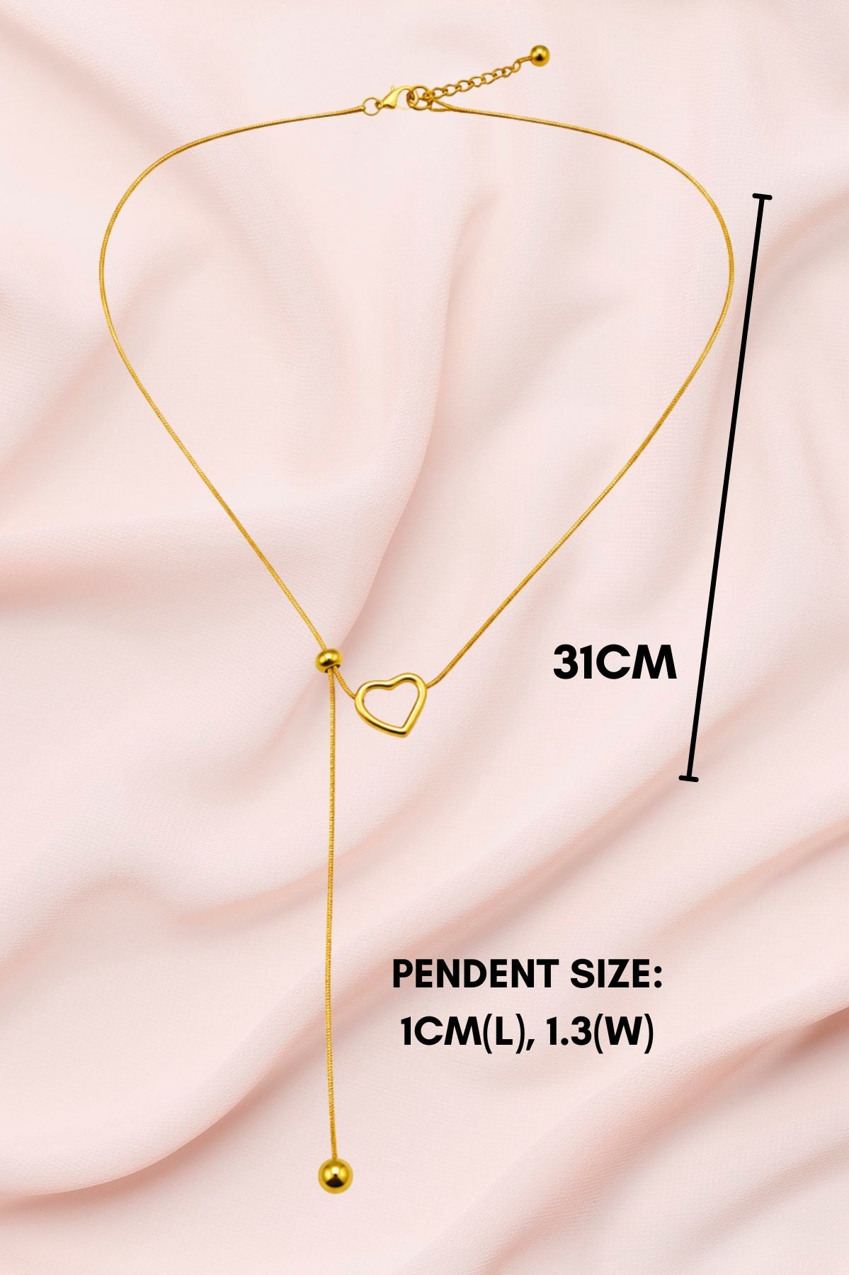 Heart Pendant with Adjustable Closure Chain