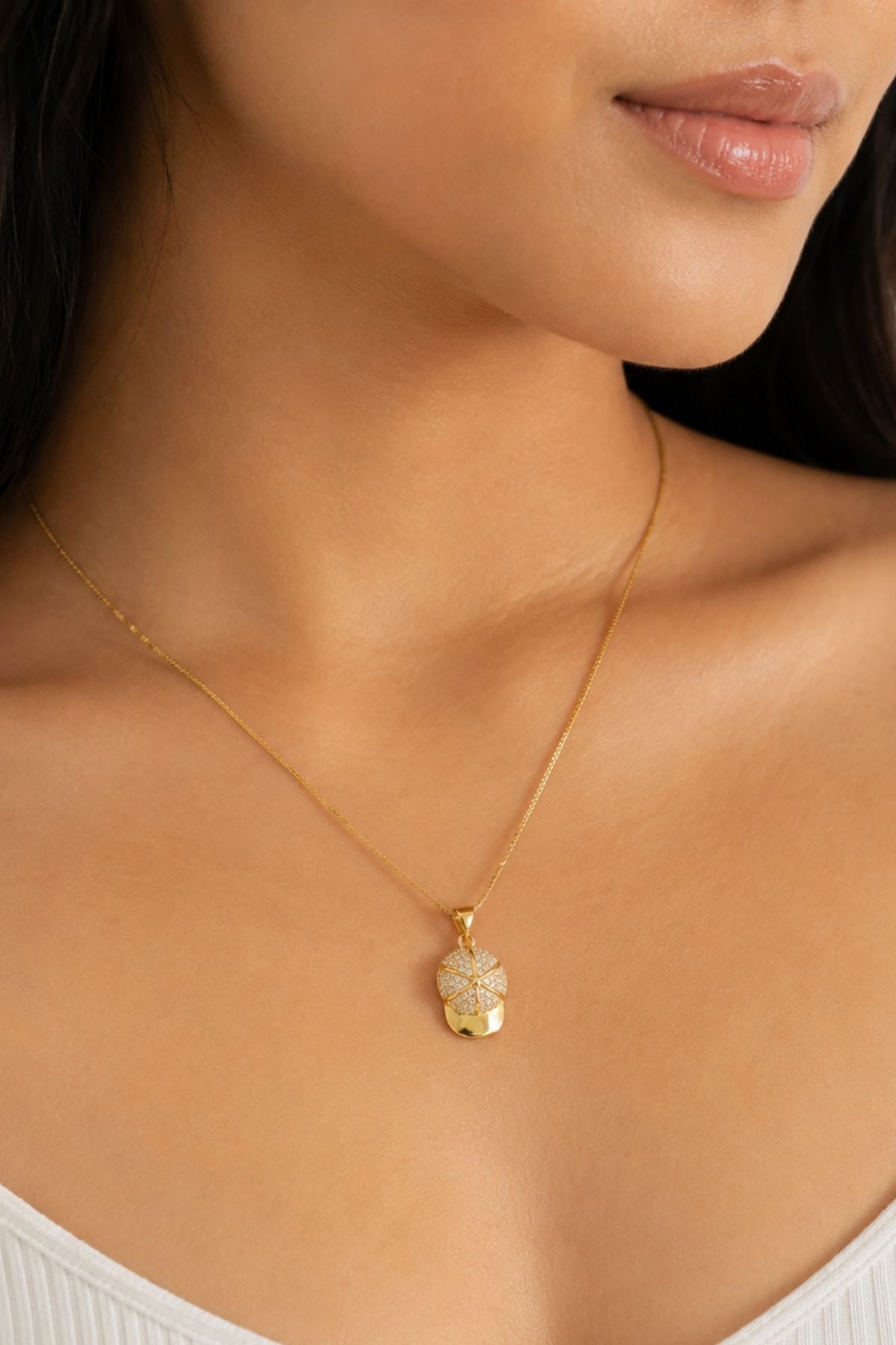 Gold Cap Charm Pendant Chain
