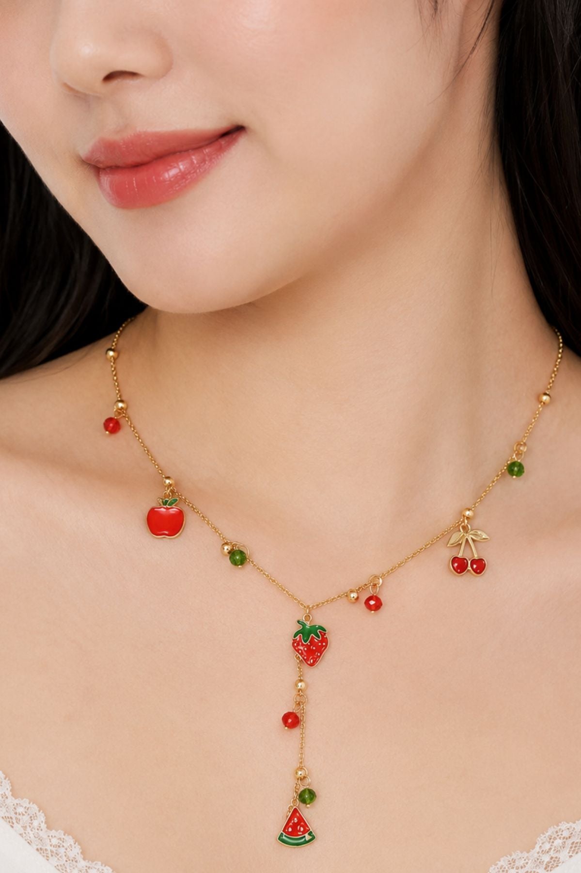 Gold Fruit Charm Necklace Chain