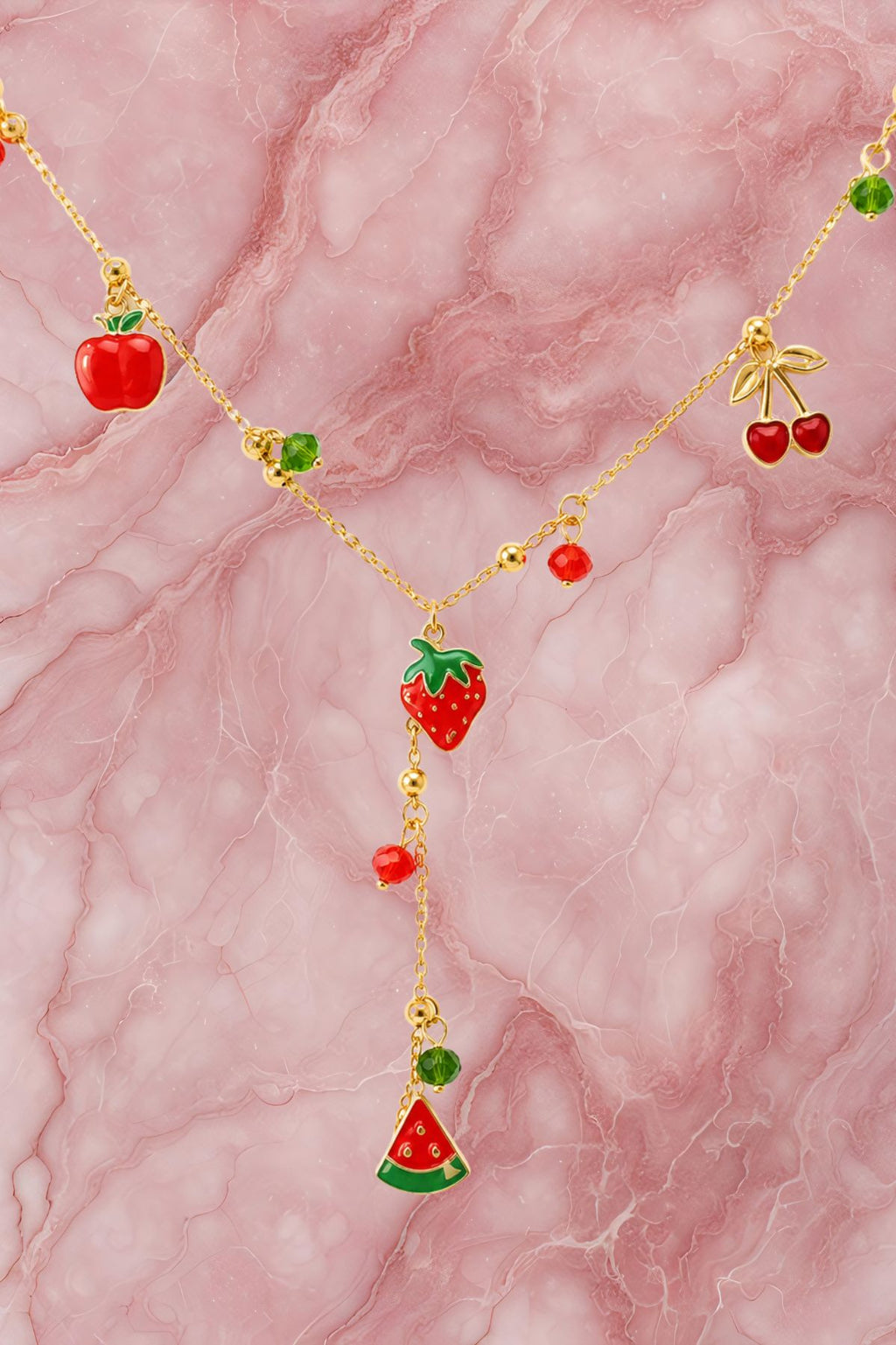 Gold Fruit Charm Necklace Chain