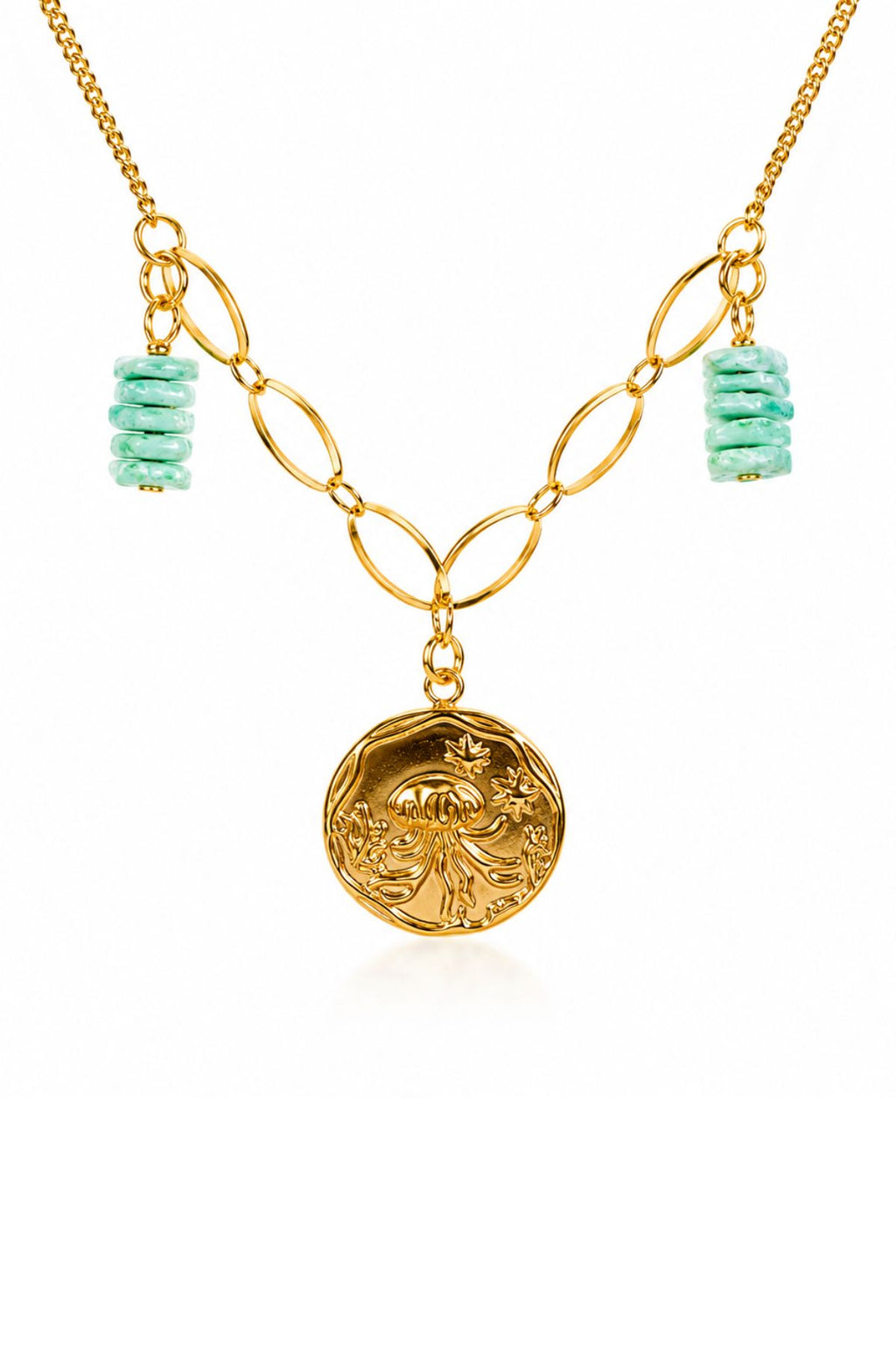 Gold Coin Style Charm Pendant Chain