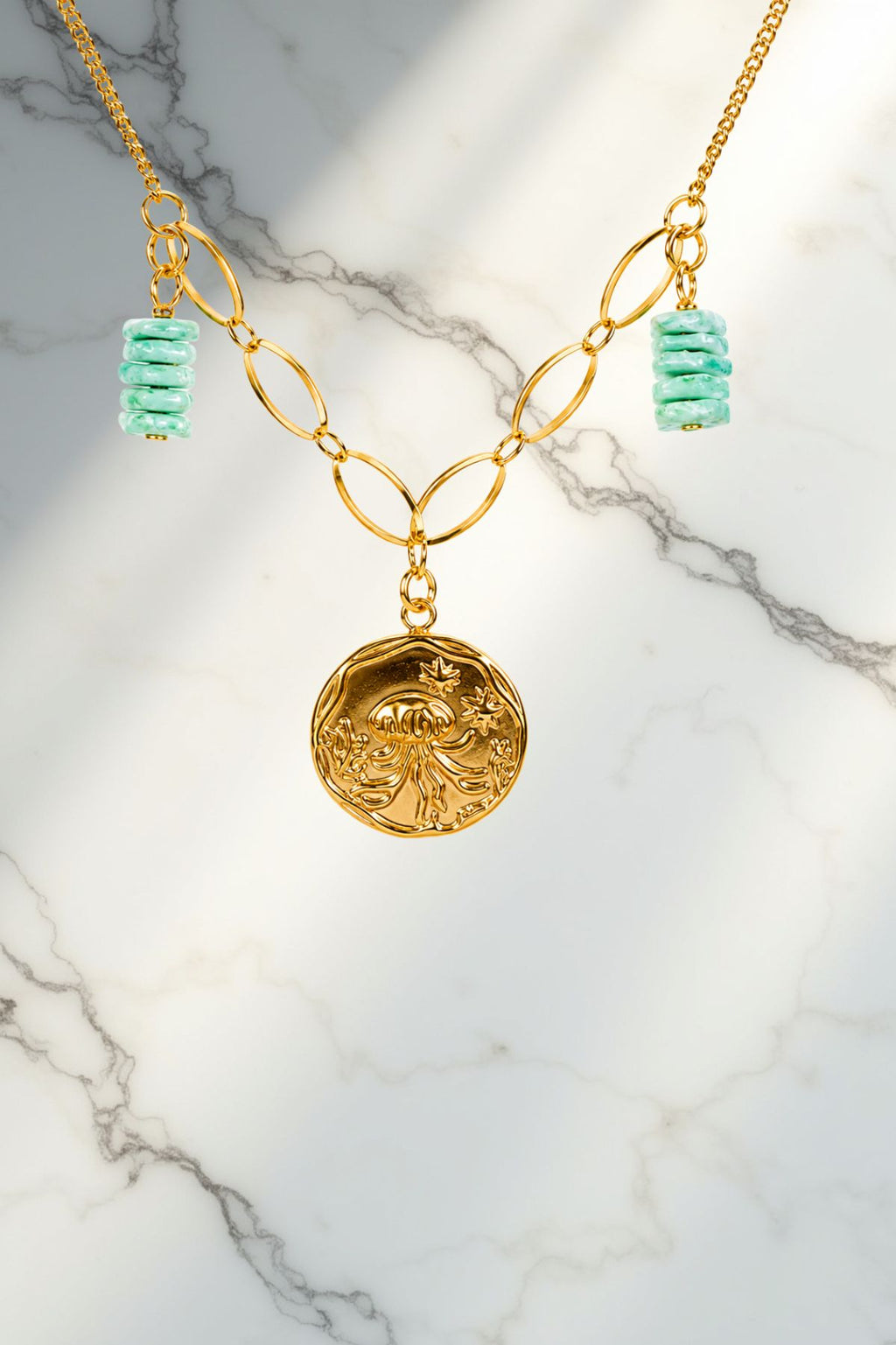 Gold Coin Style Charm Pendant Chain