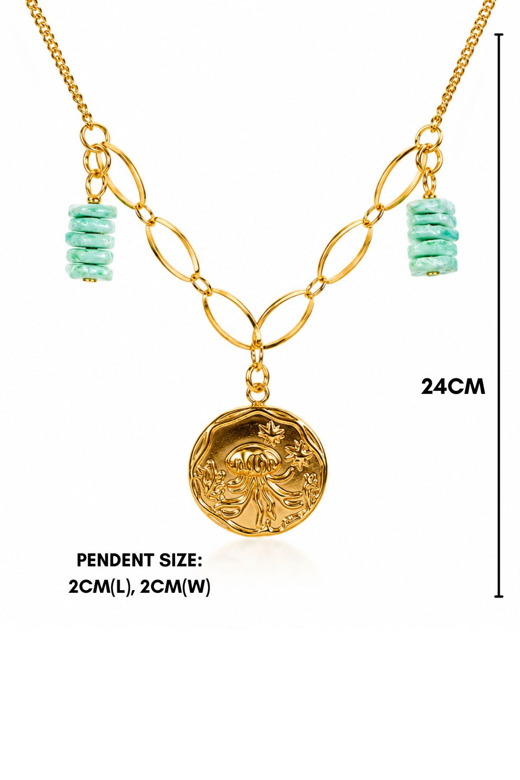 Gold Coin Style Charm Pendant Chain