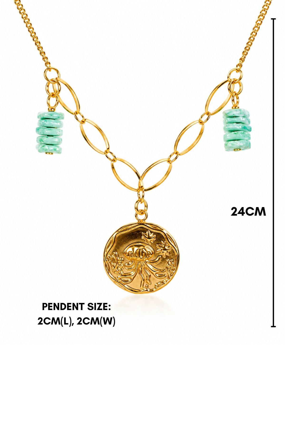 Gold Coin Style Charm Pendant Chain