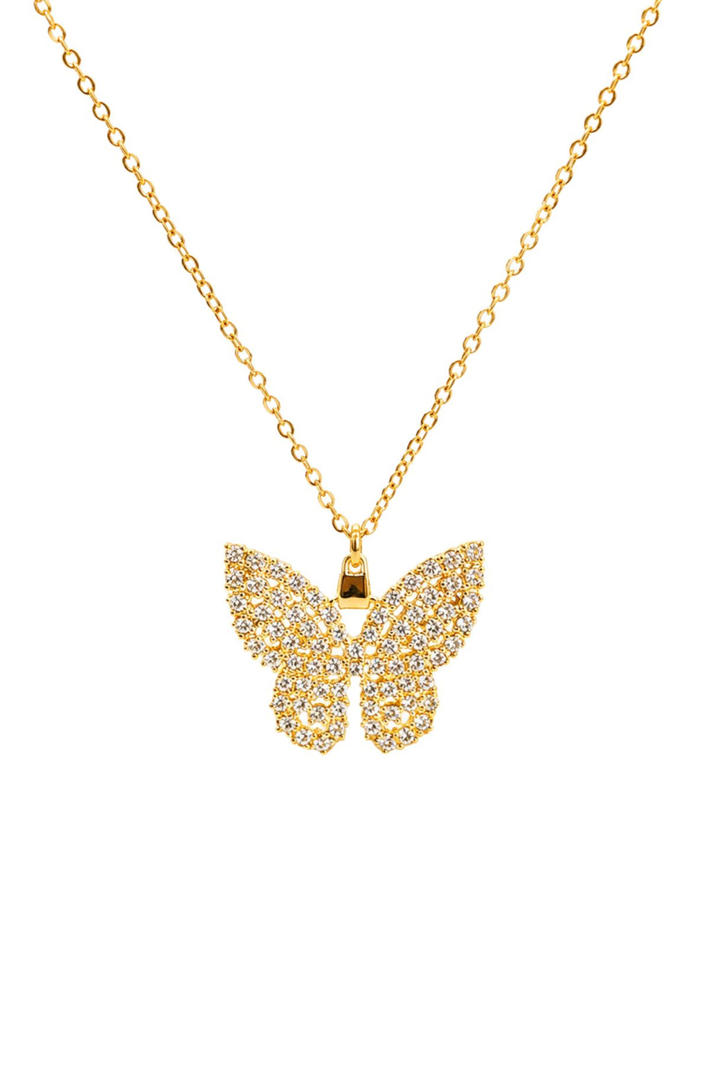 Gold Rhinestone Butterfly Pendant Chain