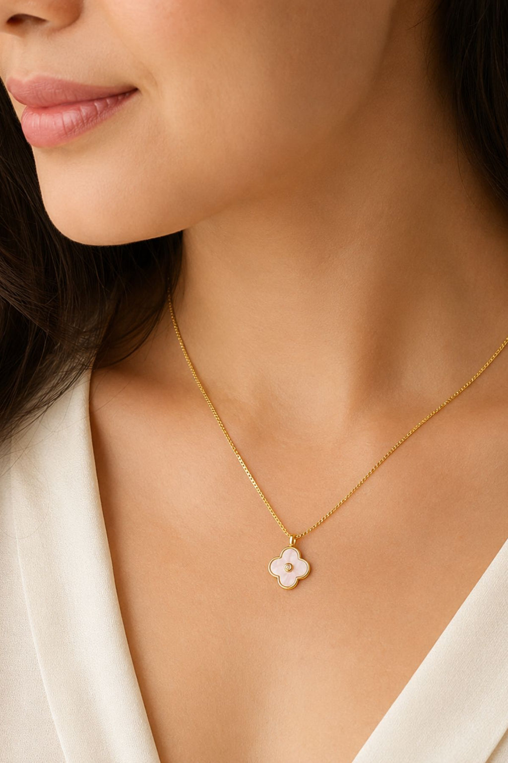 Gold Four-Leaf Clover Pendant Chain