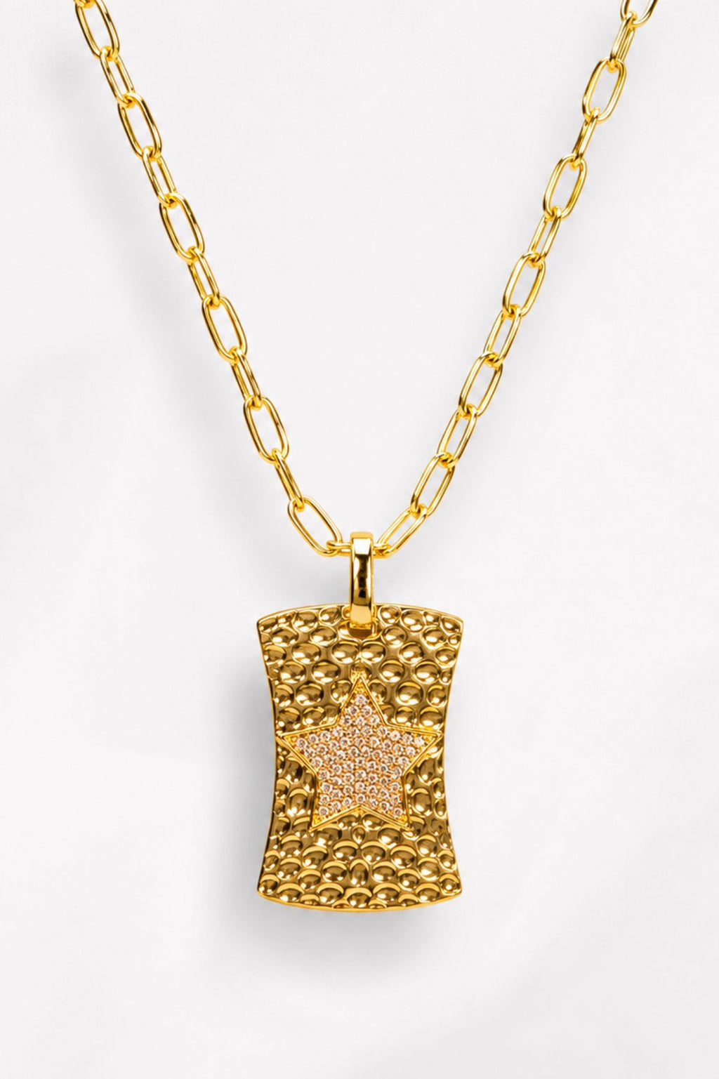 Clear Stone Star Rectangular Pendant Chain