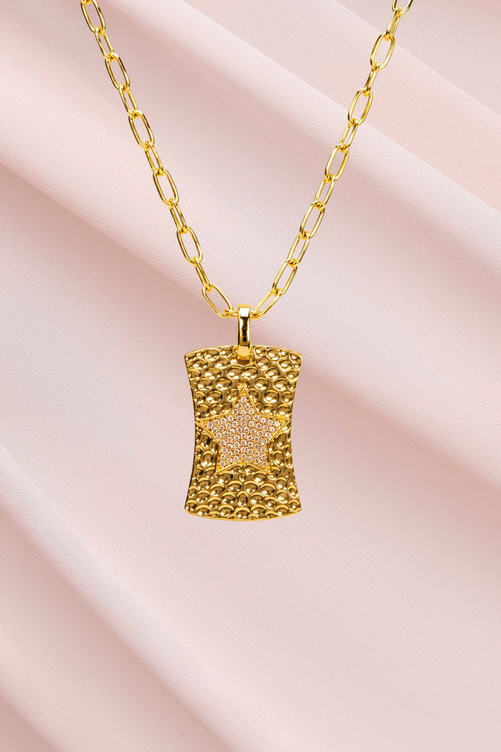 Clear Stone Star Rectangular Pendant Chain