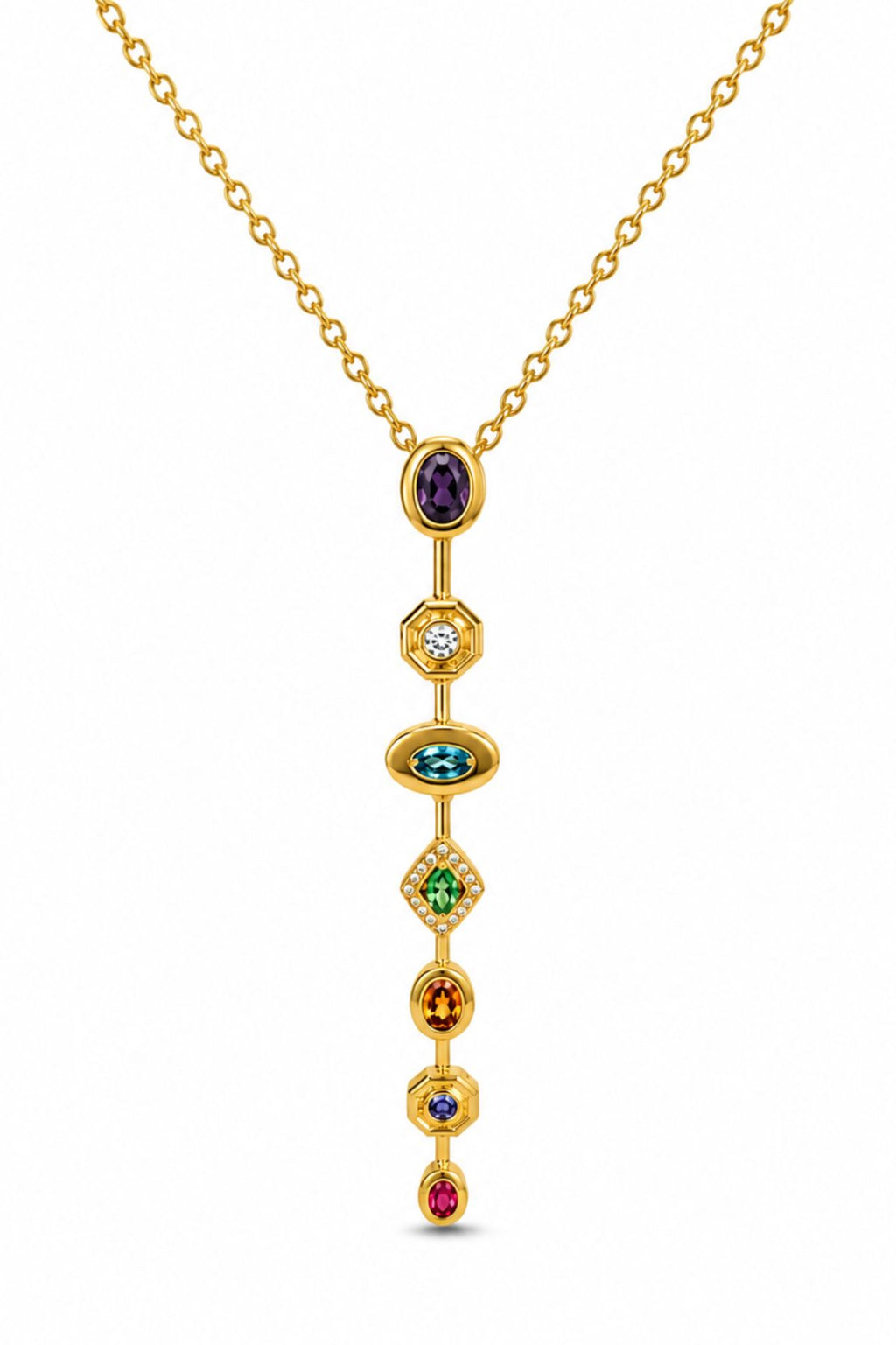 Gold Stones Studded Statement Chain