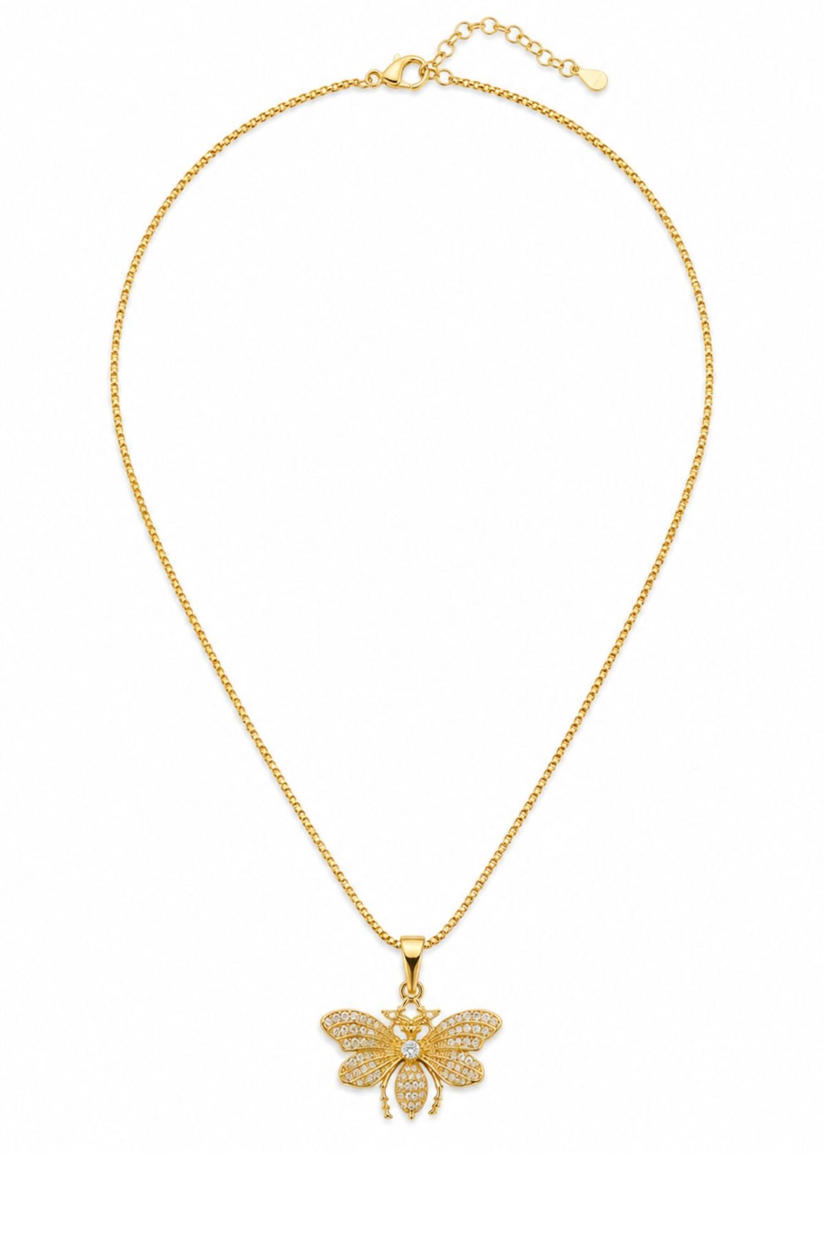Gold Diamond Bee Pendant Chain