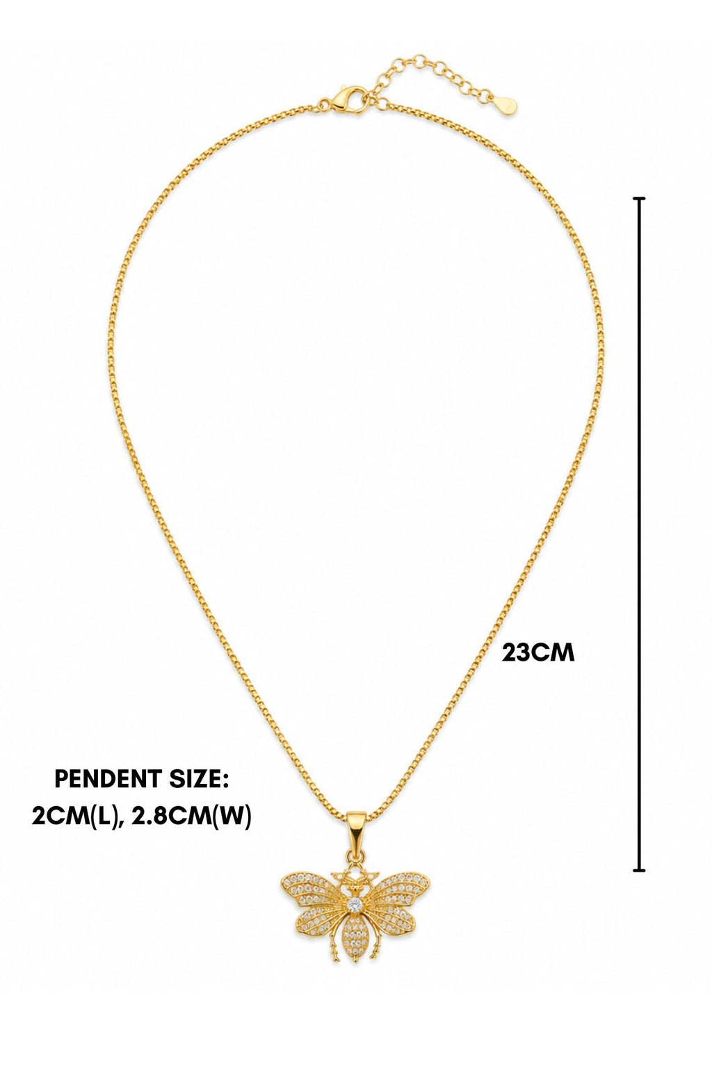 Gold Diamond Bee Pendant Chain