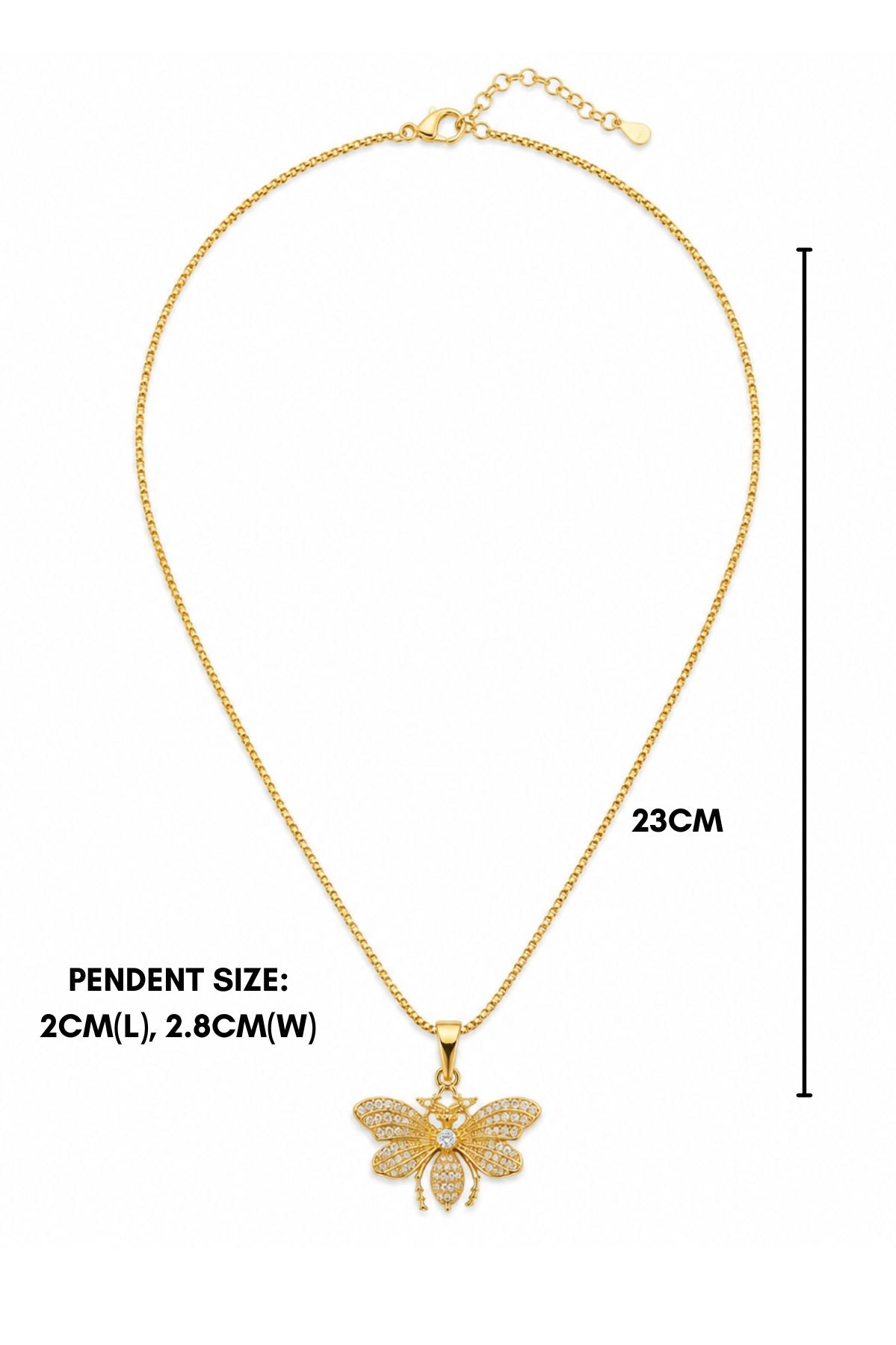 Gold Diamond Bee Pendant Chain