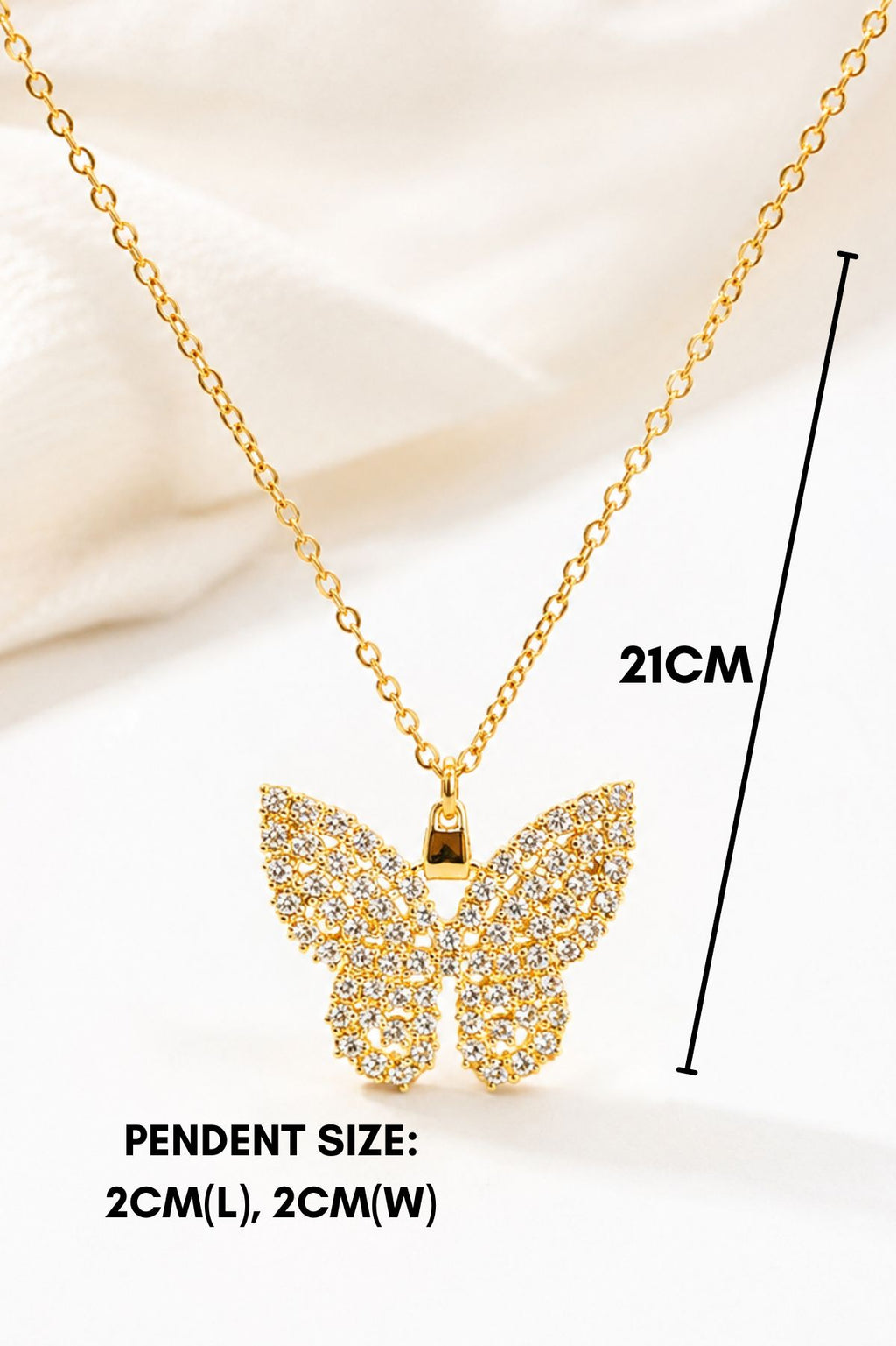 Gold Rhinestone Butterfly Pendant Chain