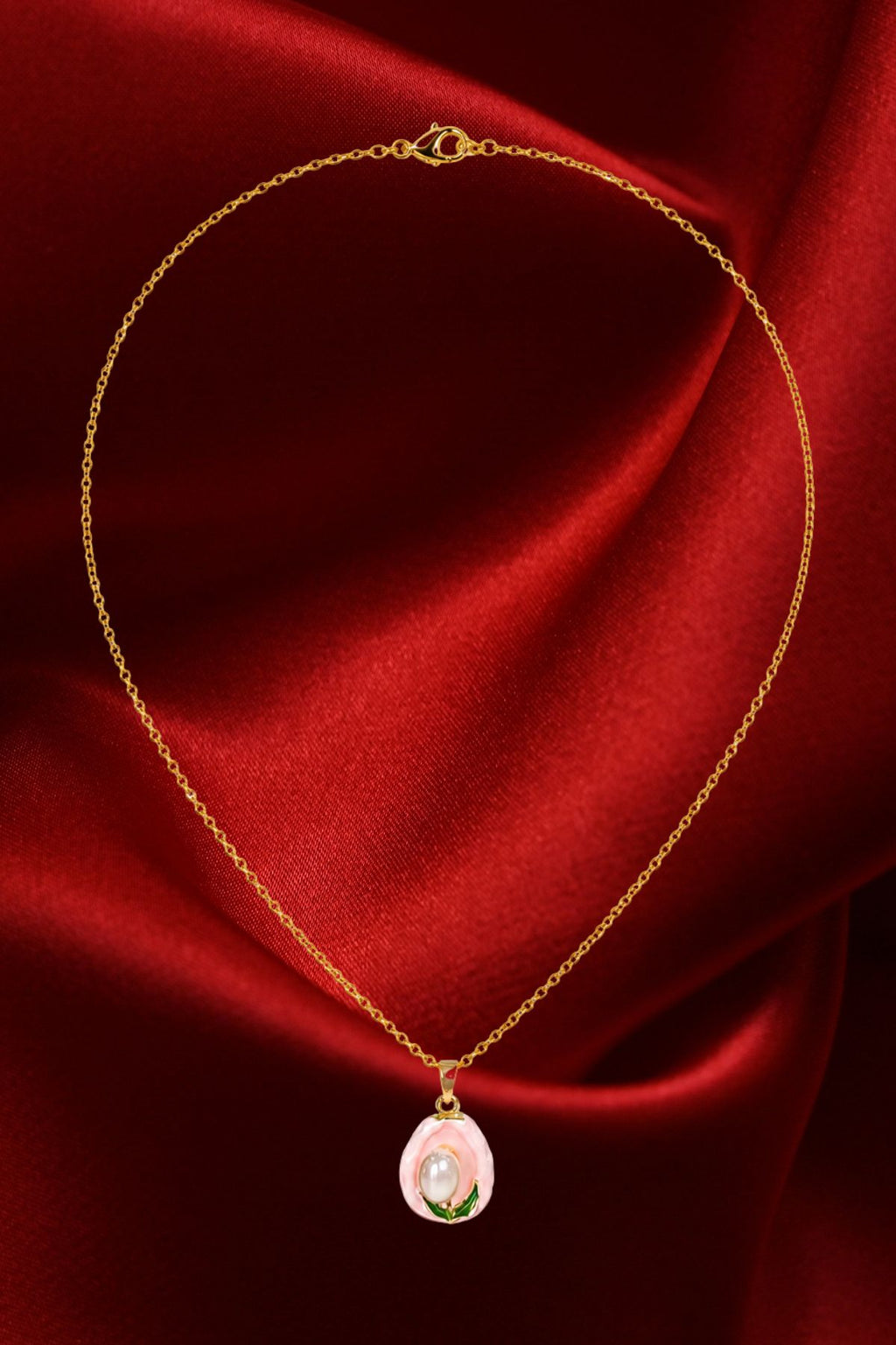 Gold & Pink Shell with Pearl Pendant Chain