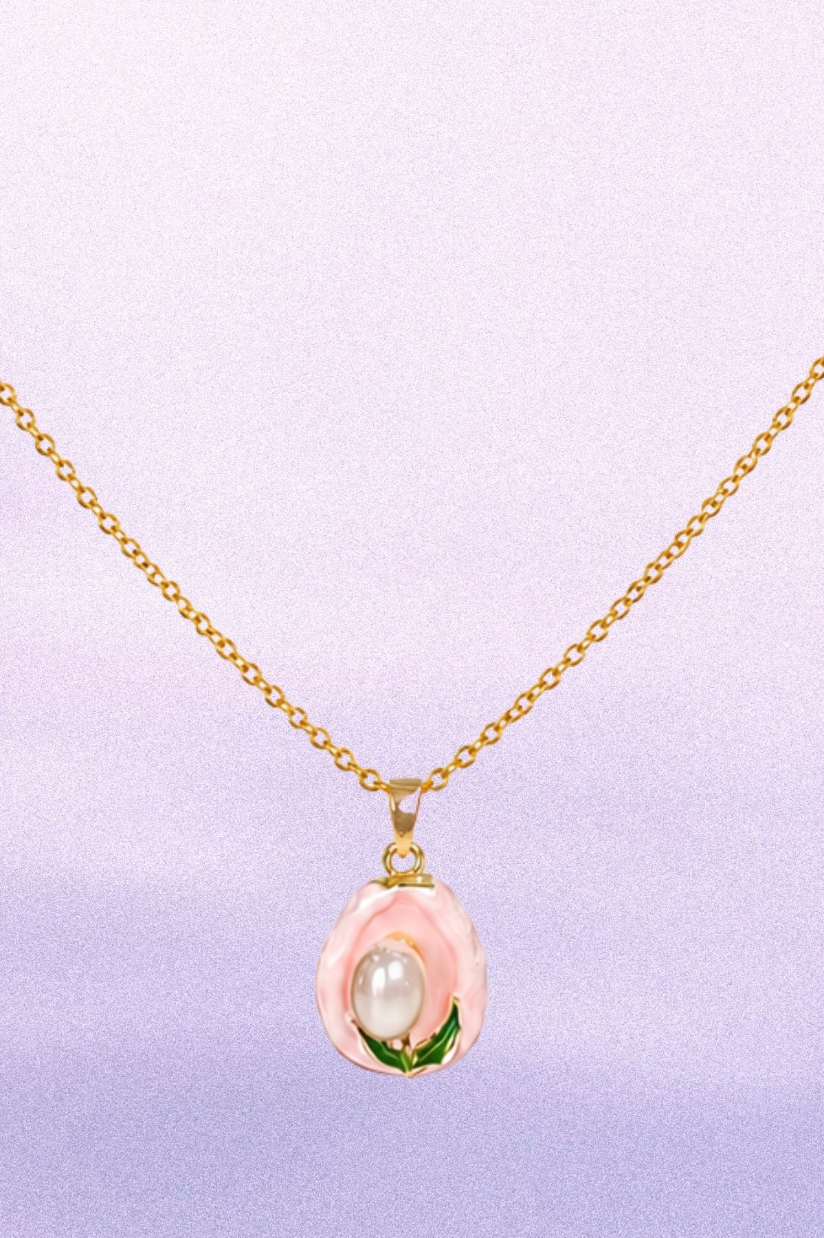 Gold & Pink Shell with Pearl Pendant Chain