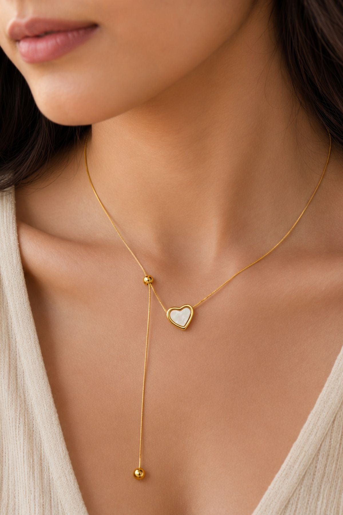 Heart Pendant with Adjustable Closure Chain