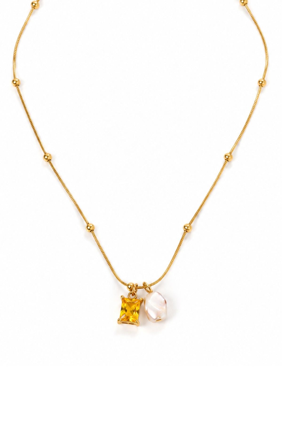 Raw Citrine Pendant Chain