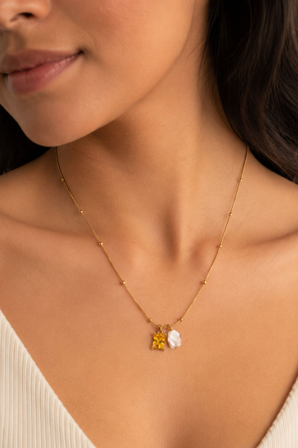 Raw Citrine Pendant Chain
