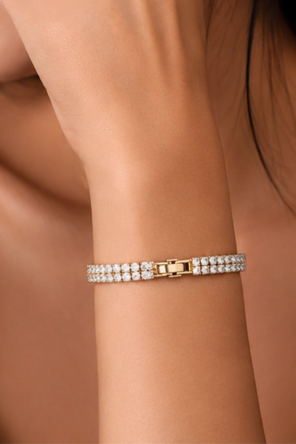 Gold-Toned Two-Row Tennis Bracelet