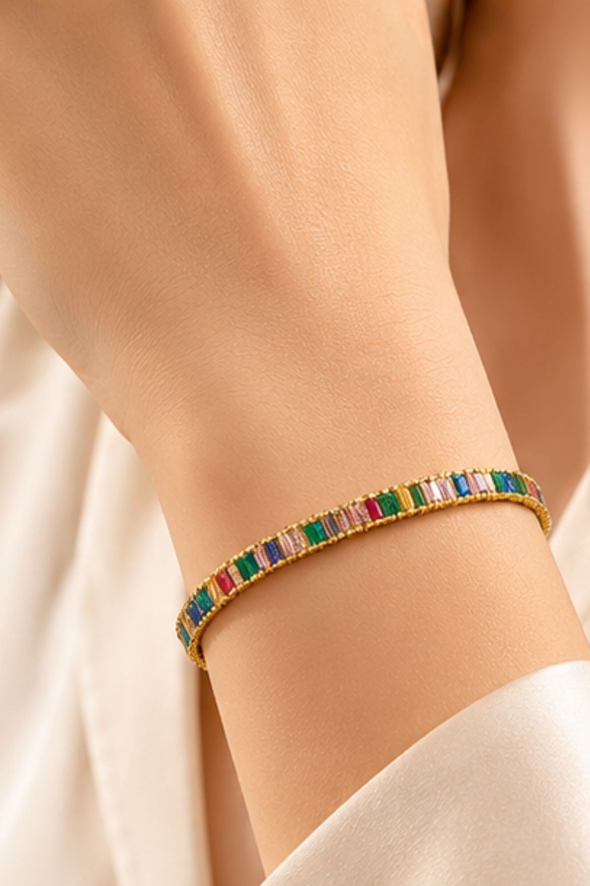 Multi-Colored Gemstone Tennis Bracelet
