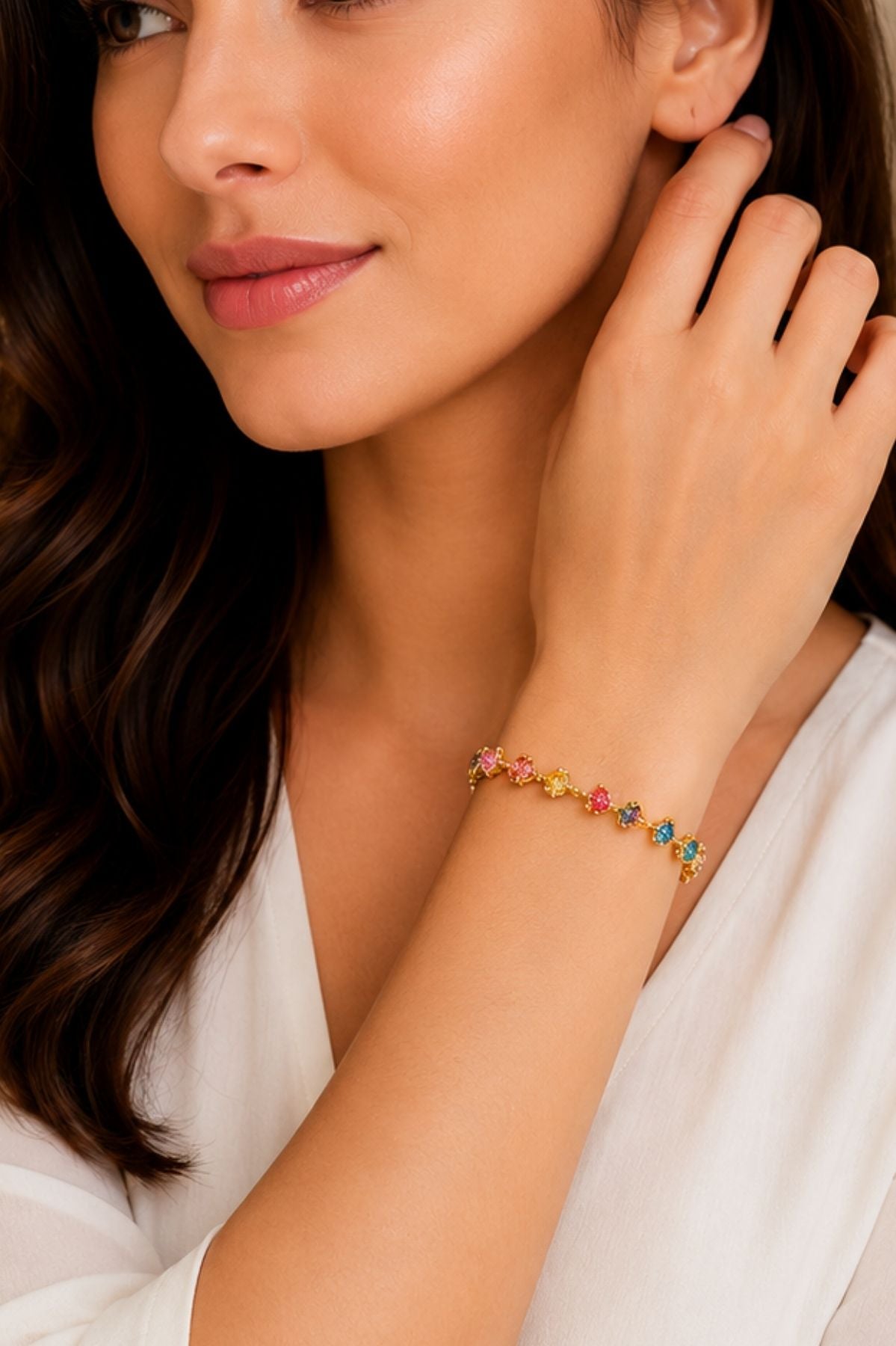Multicolor Gemstone Tennis Bracelet