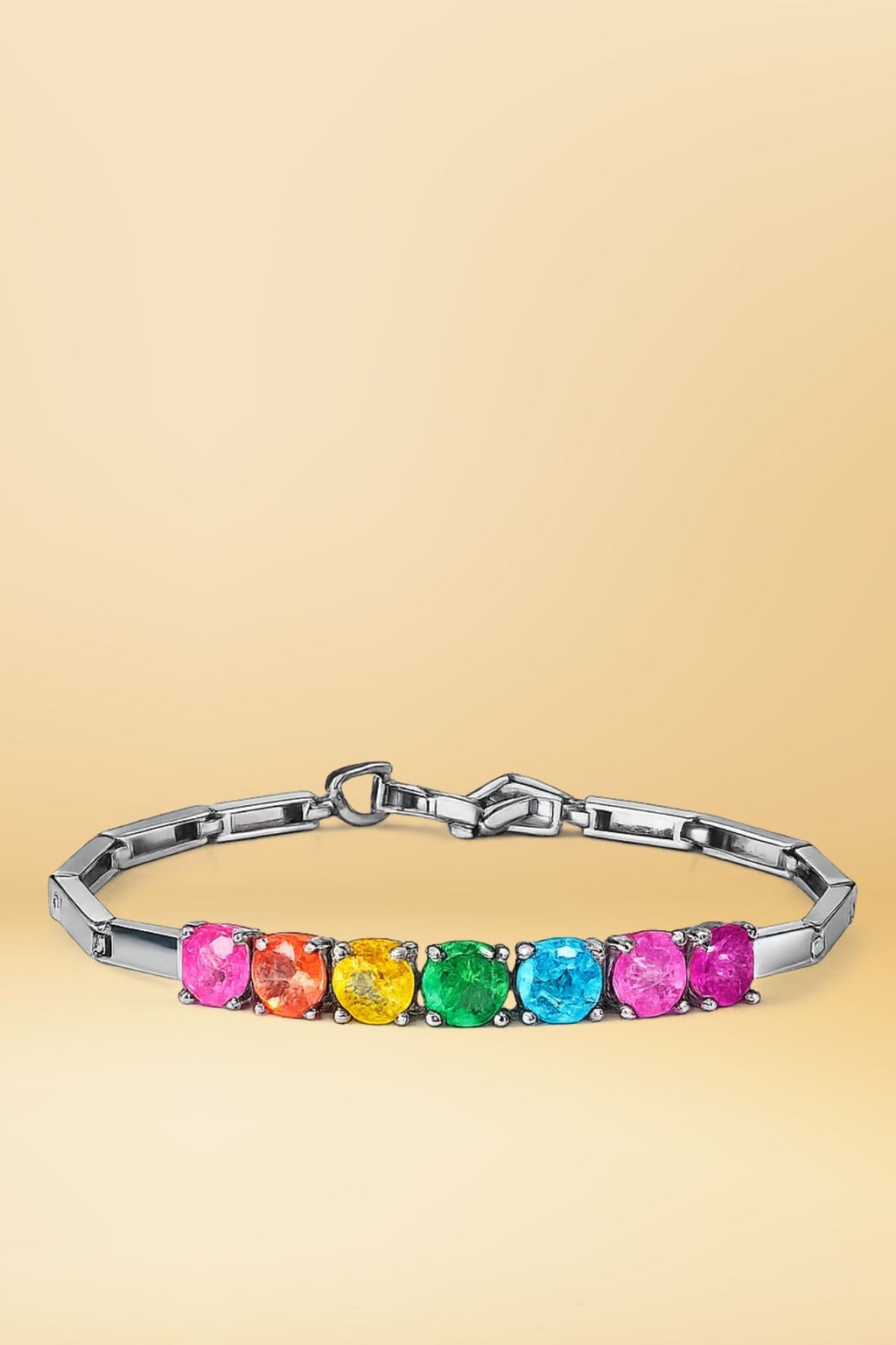 Rainbow-Colored Gemstone Bracelet