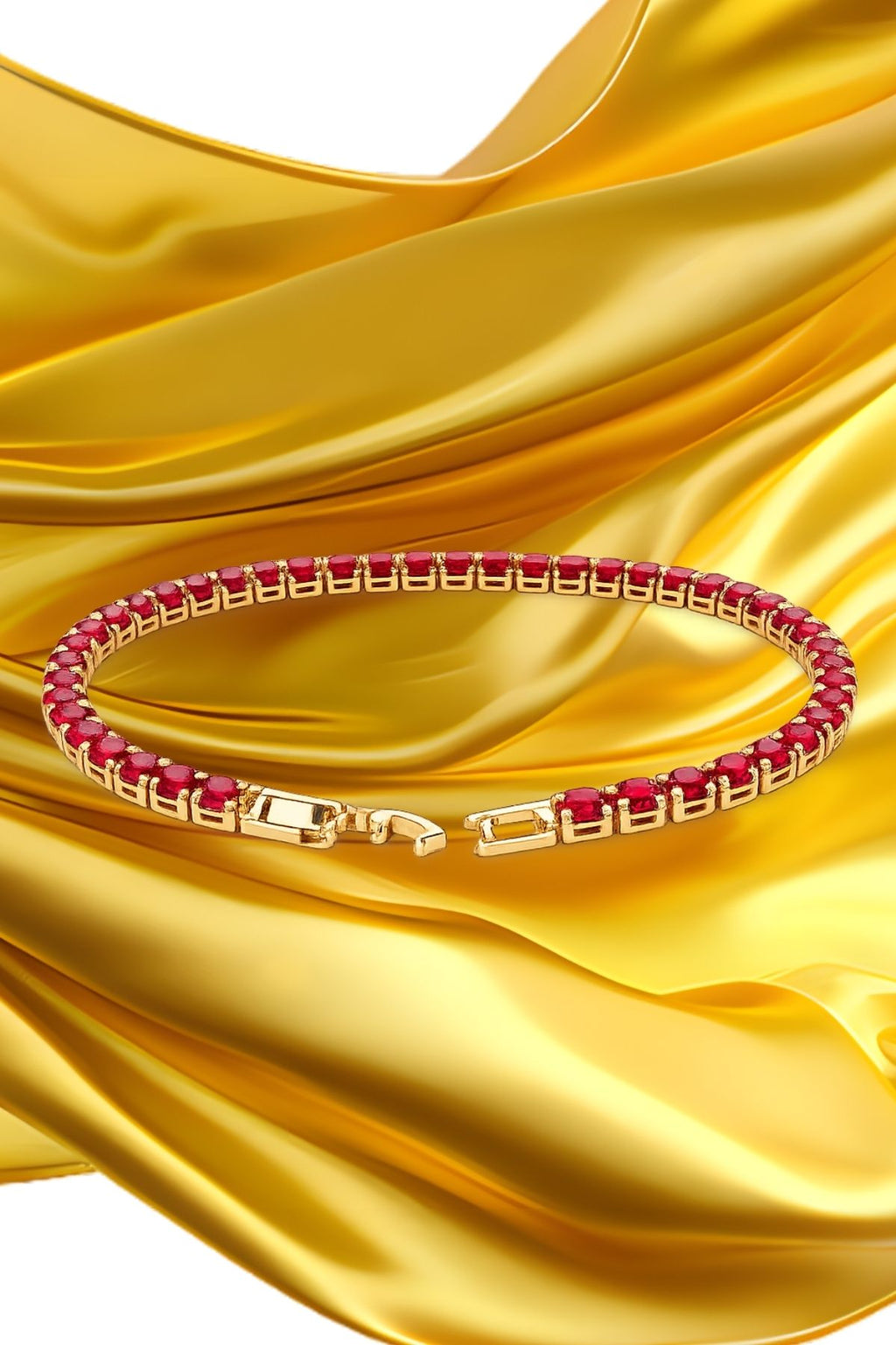 Gold-Plated Red Ruby Tennis Bracelet