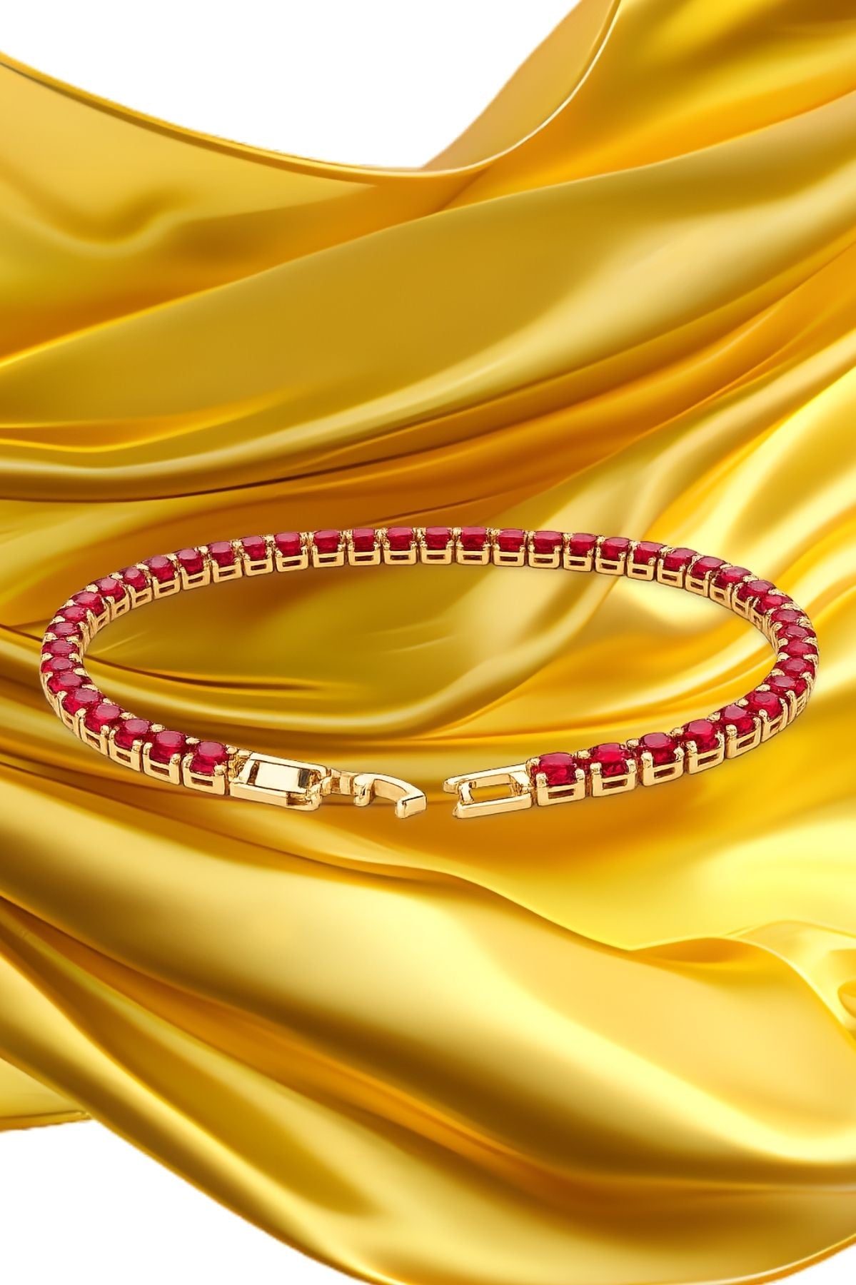Gold-Plated Red Ruby Tennis Bracelet