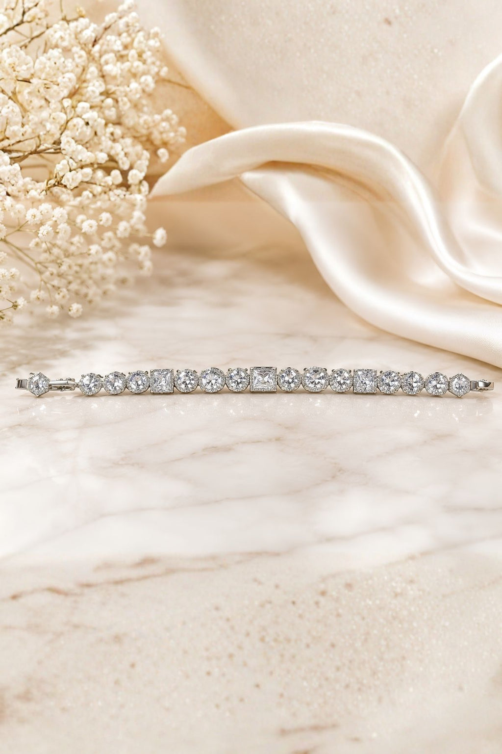 Silver-Plated Faux Diamond Bracelet