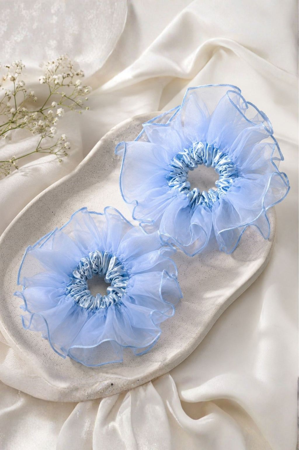 Blue Organza Scrunchie