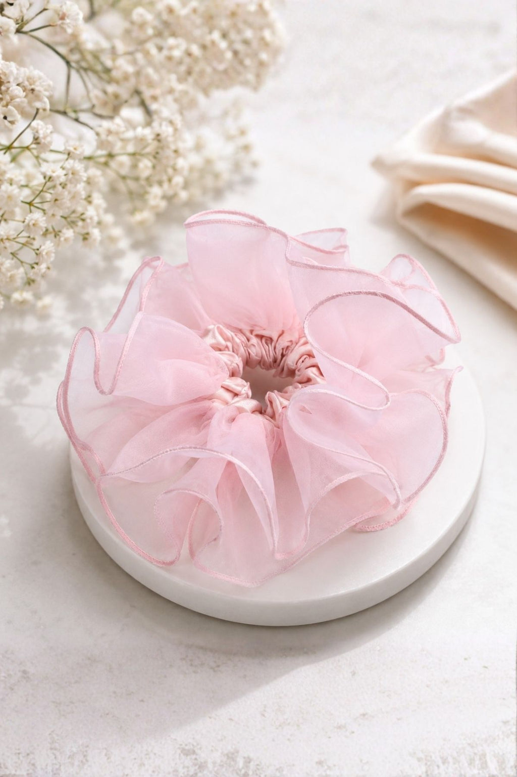 Light Pink Organza Scrunchie