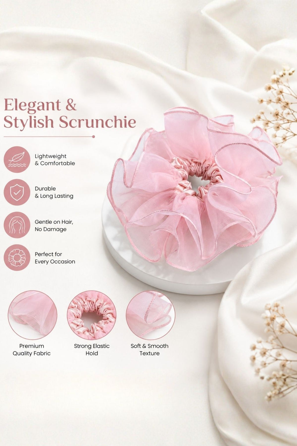 Light Pink Organza Scrunchie