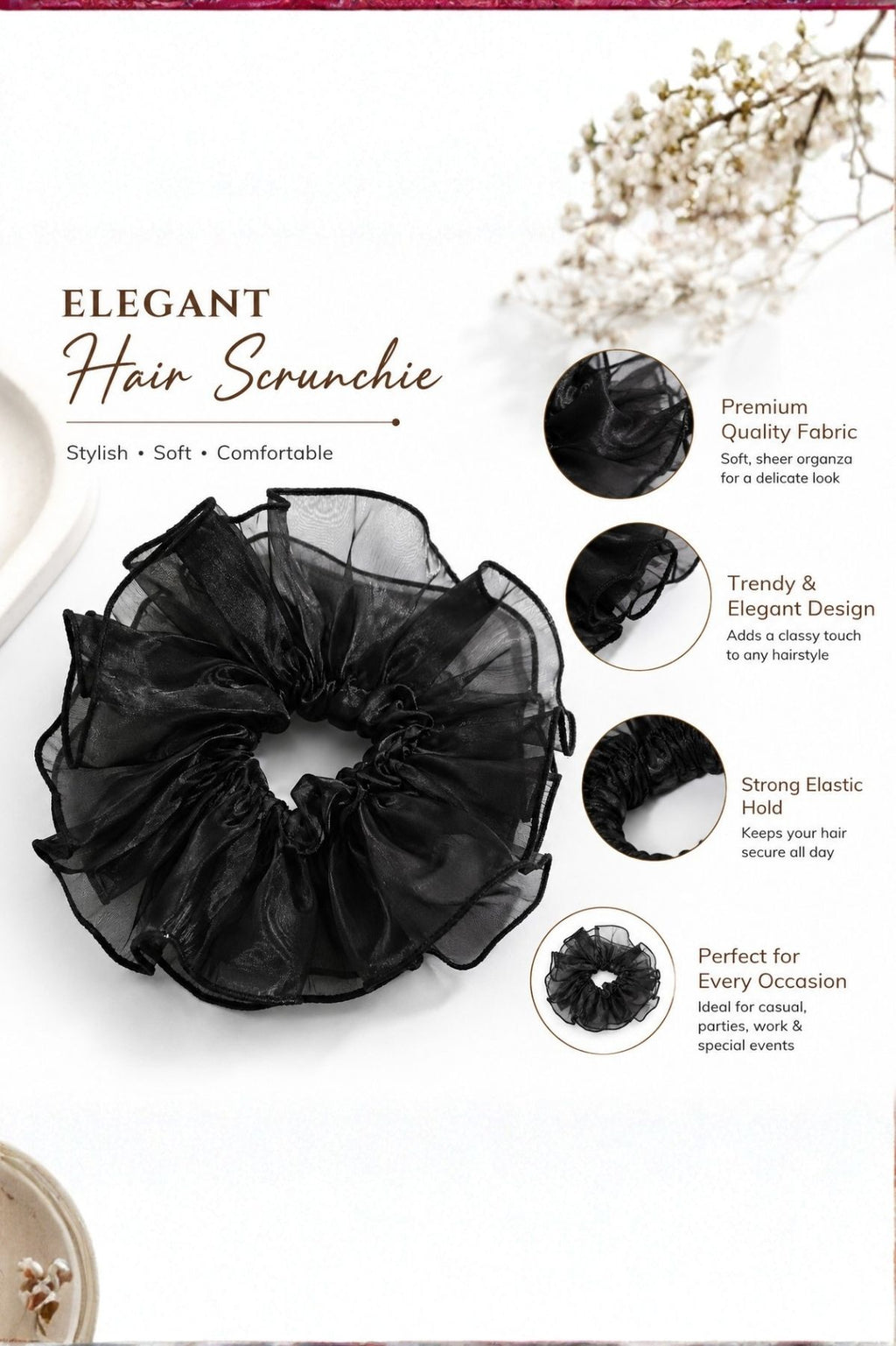 Black Organza Scrunchie