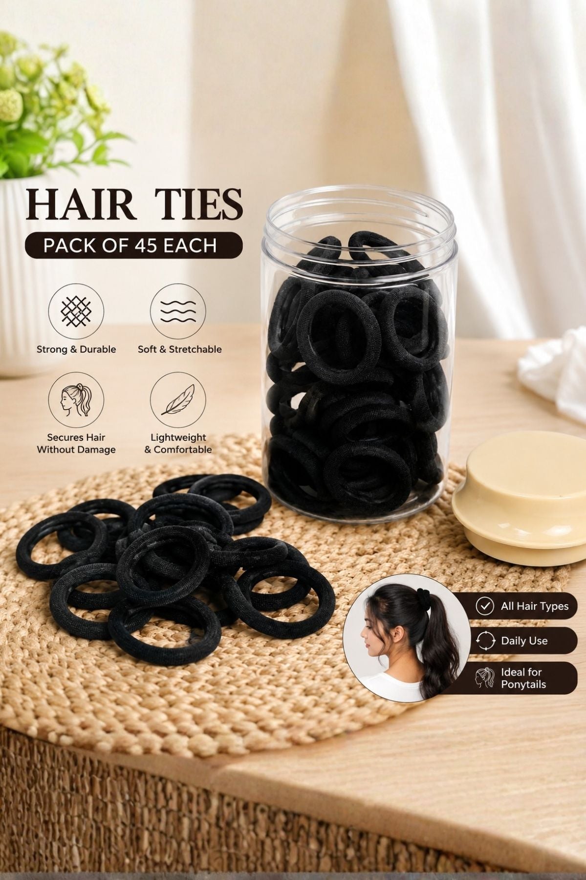 Hair Tie Jar (Pack of 45)