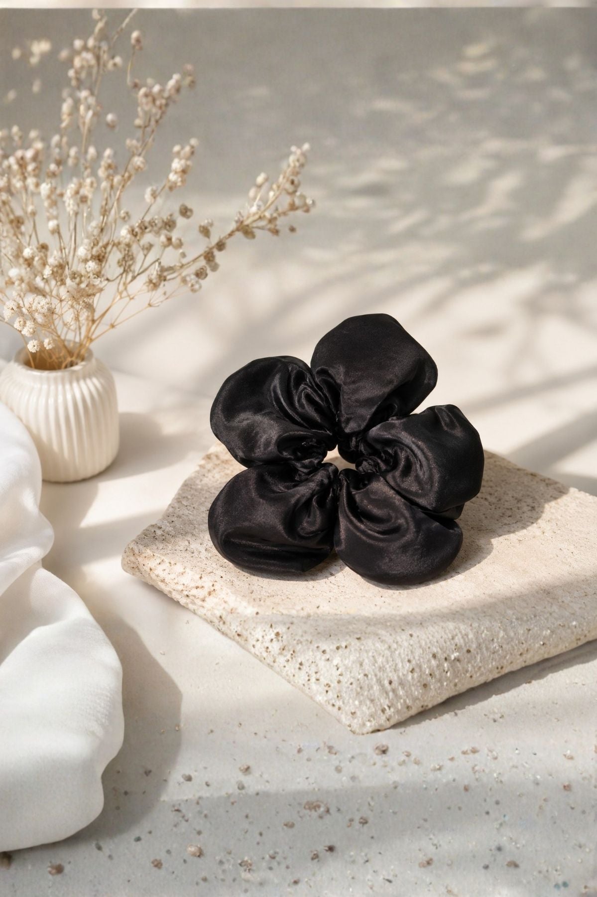 Ivory Satin Scrunchie
