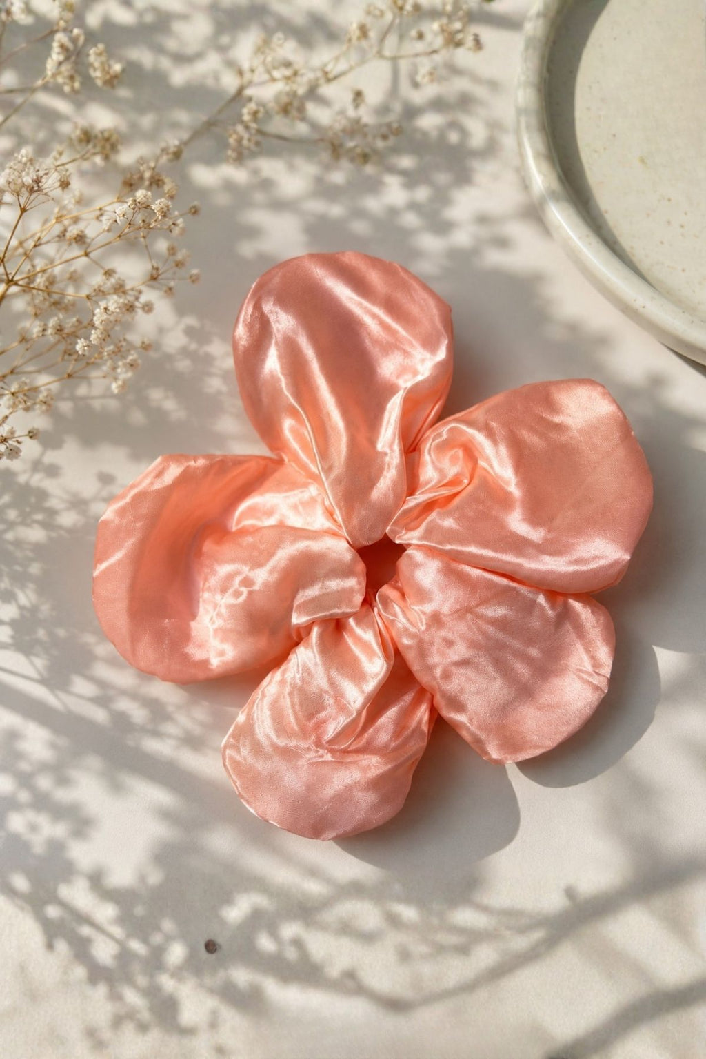 Peach Satin Scrunchie