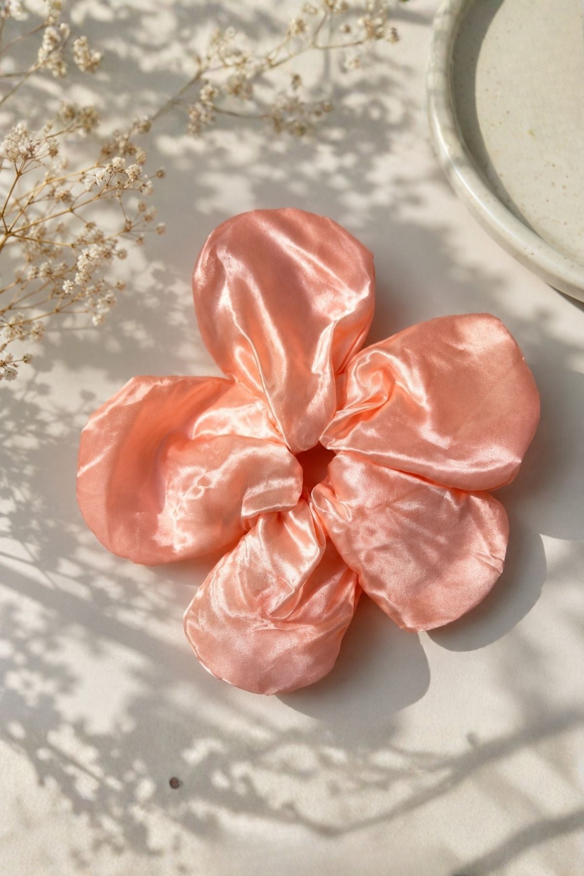 Peach Satin Scrunchie