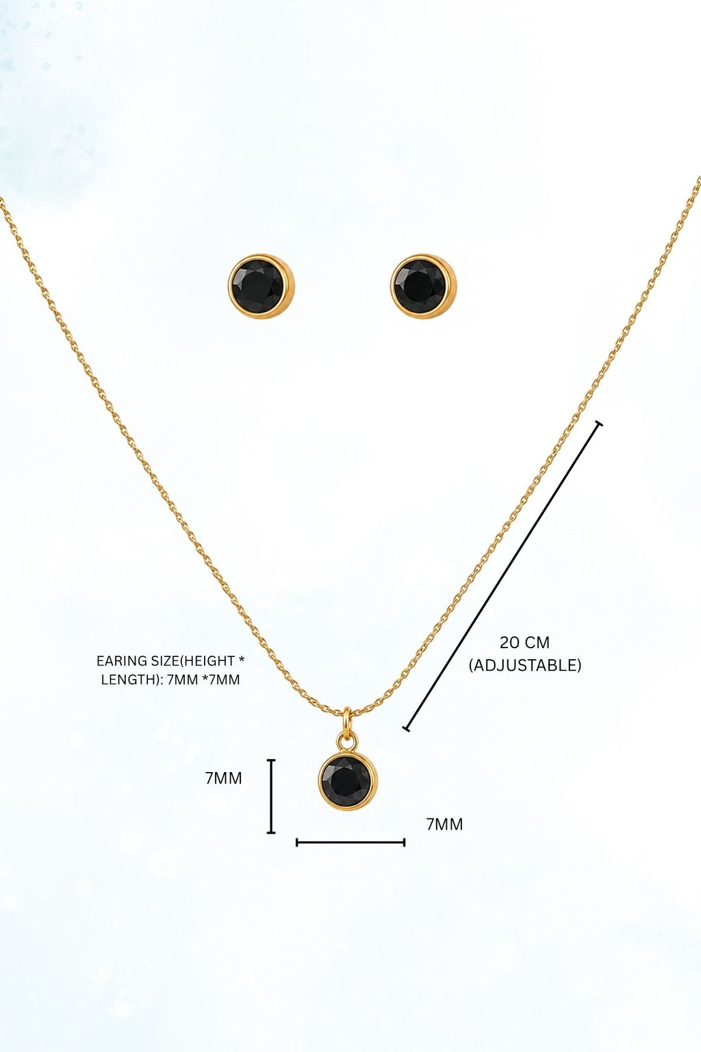 Gold & Black Diamond Pendant Necklace and Earrings Set