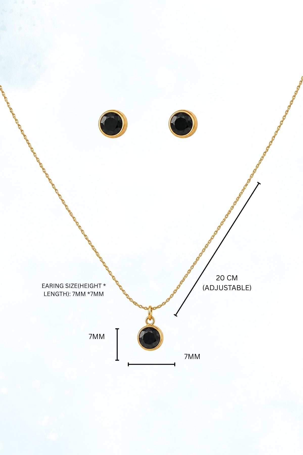 Gold & Black Diamond Pendant Necklace and Earrings Set