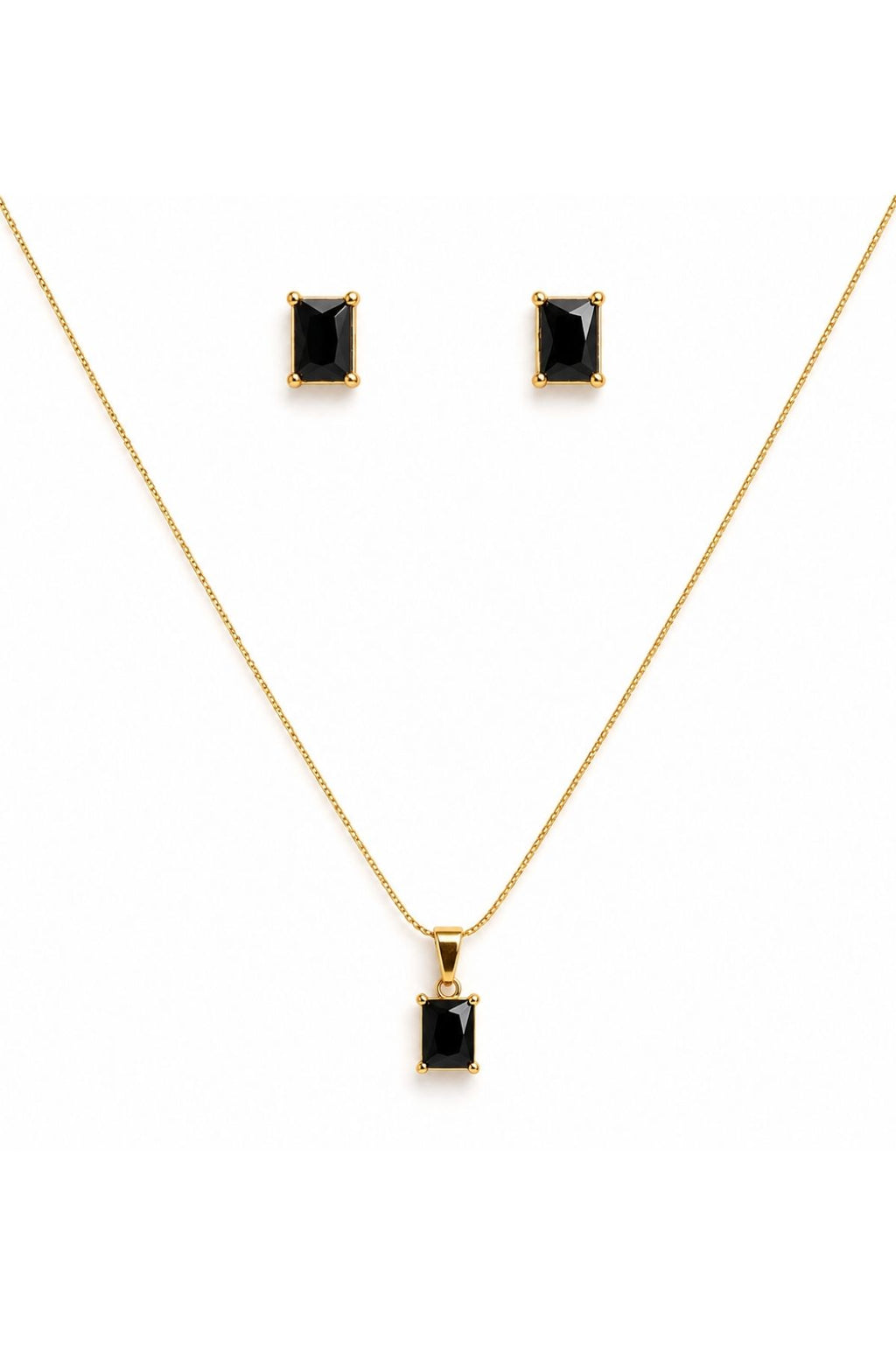Square Cut Necklace and Earrings Set