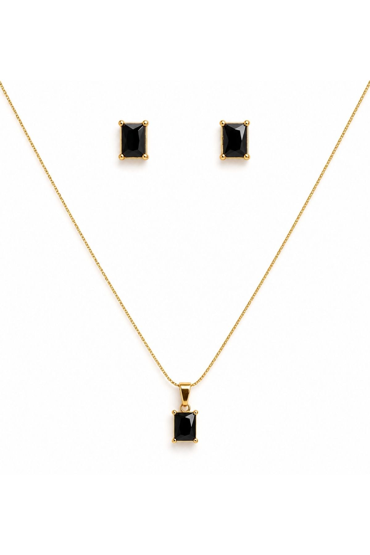 Square Cut Necklace and Earrings Set