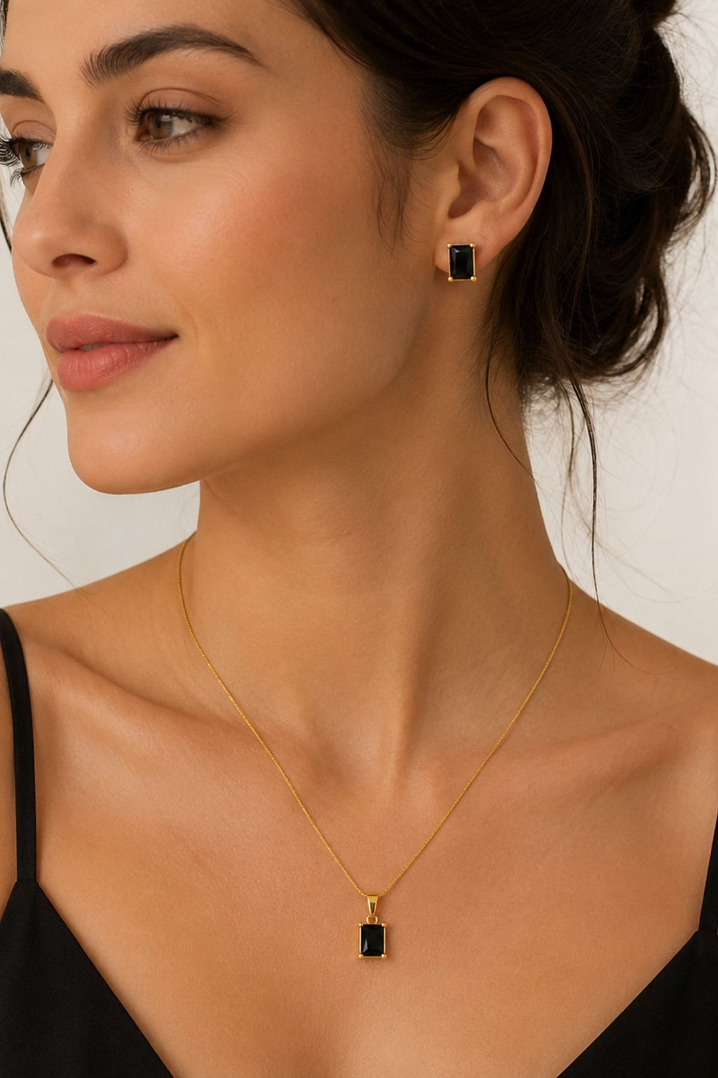 Square Cut Necklace and Earrings Set