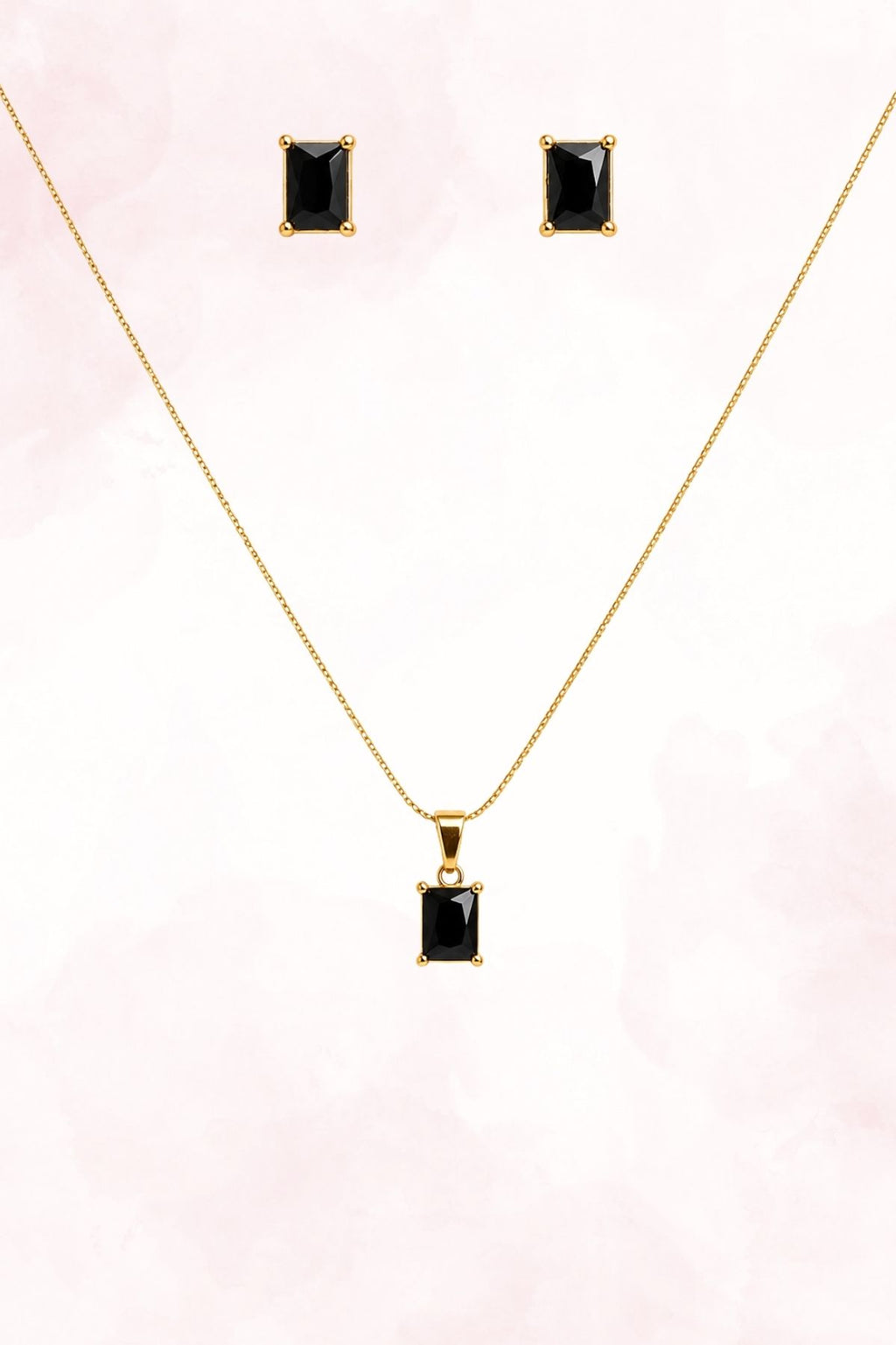 Square Cut Necklace and Earrings Set