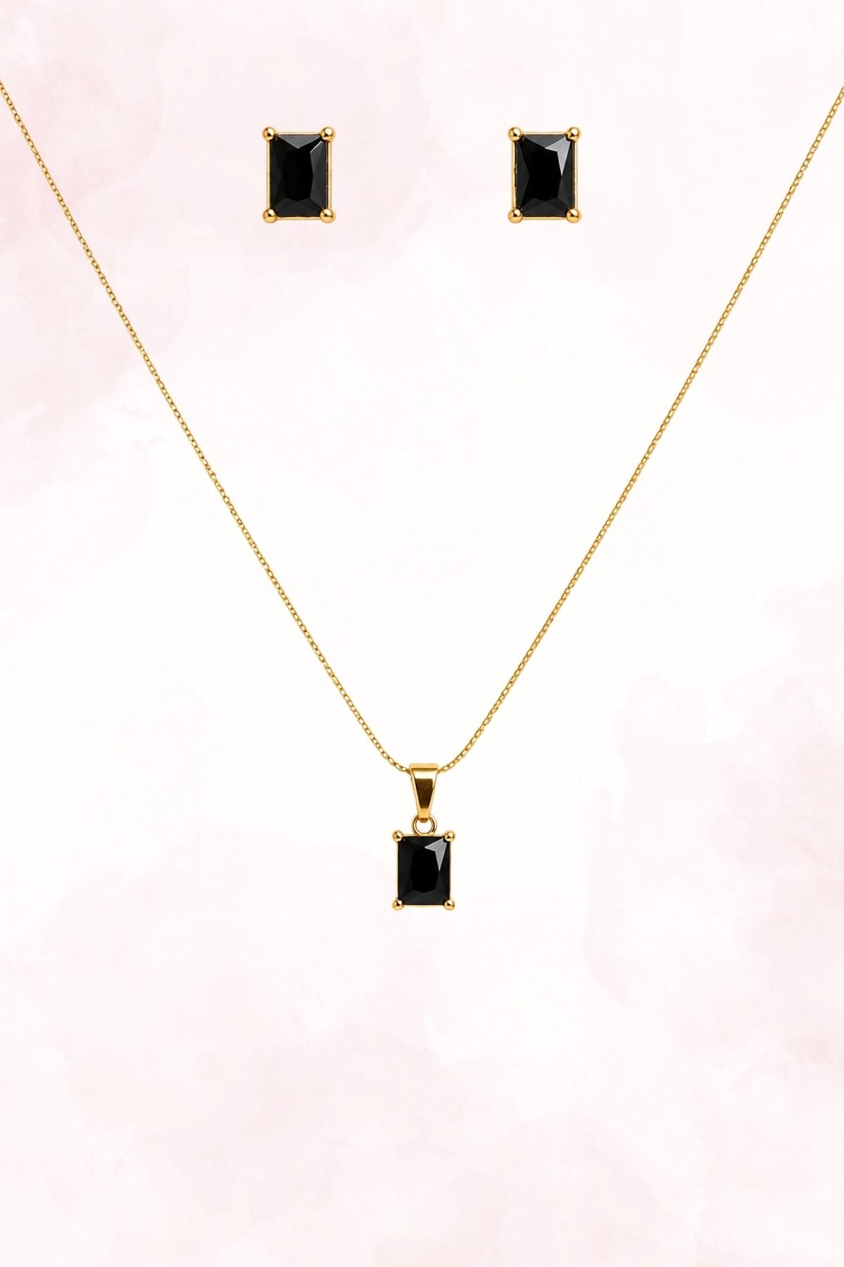 Square Cut Necklace and Earrings Set