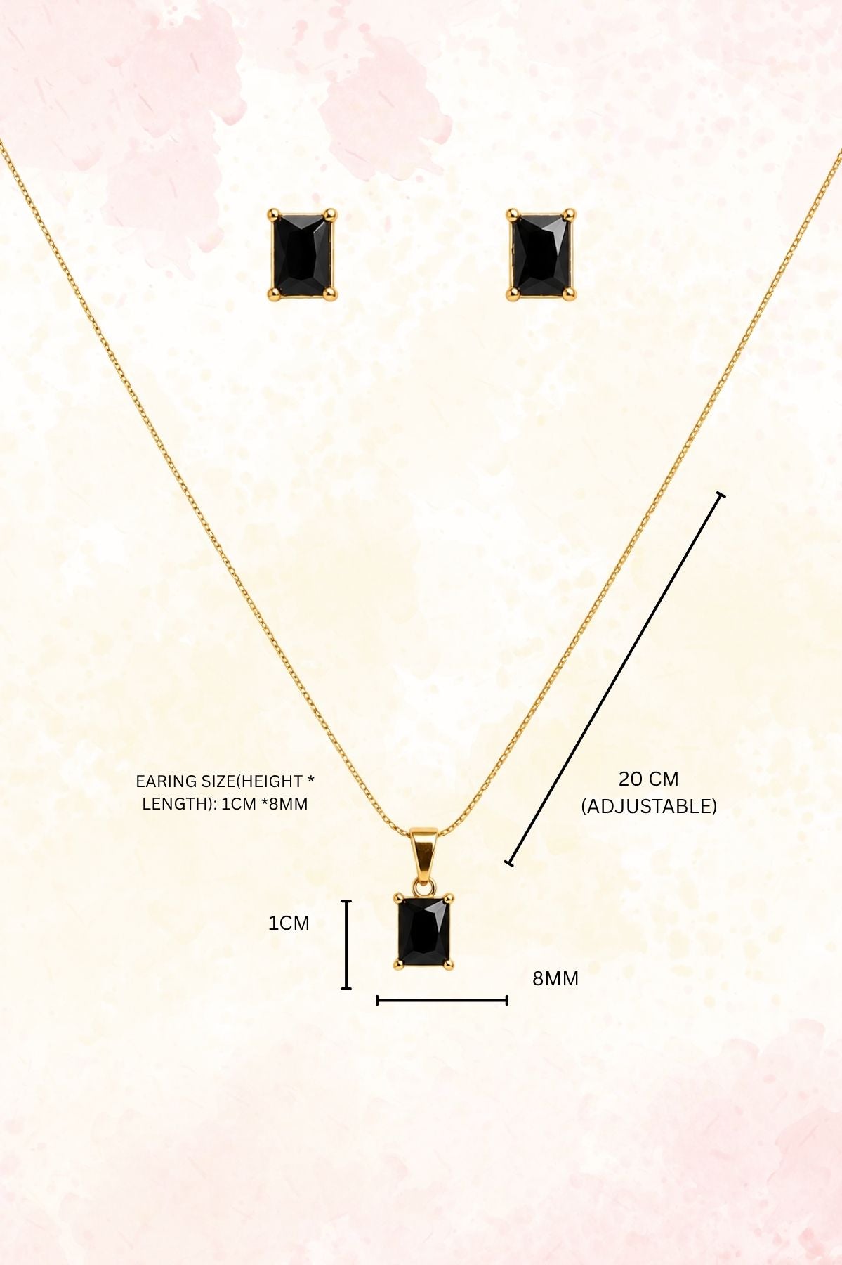 Square Cut Necklace and Earrings Set