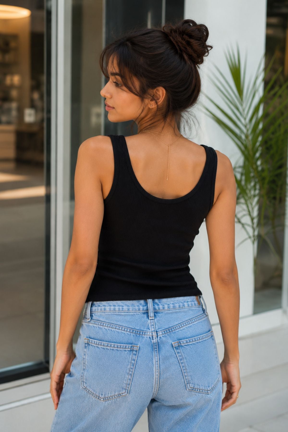 Black Knit Body Fit Crop Top for Women
