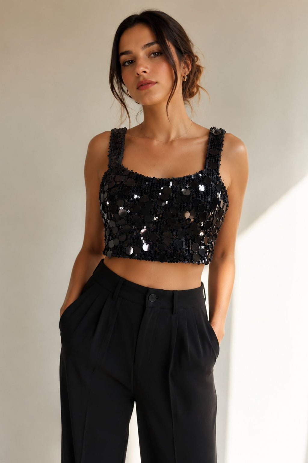 C-Fuchsia Disco Party Crop Top
