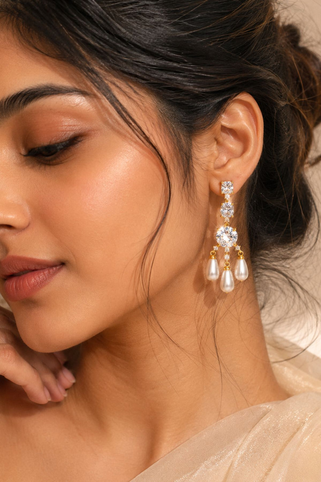 Long Regal Pearl Drop Earrings