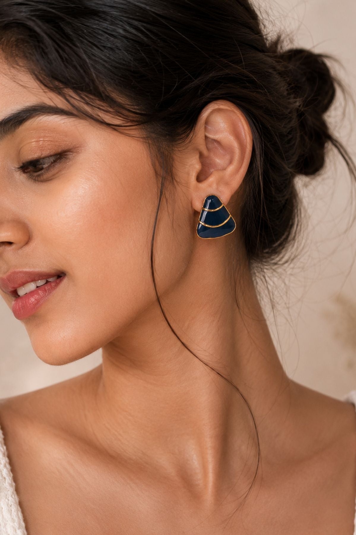 Black Enamel Stud Earrings